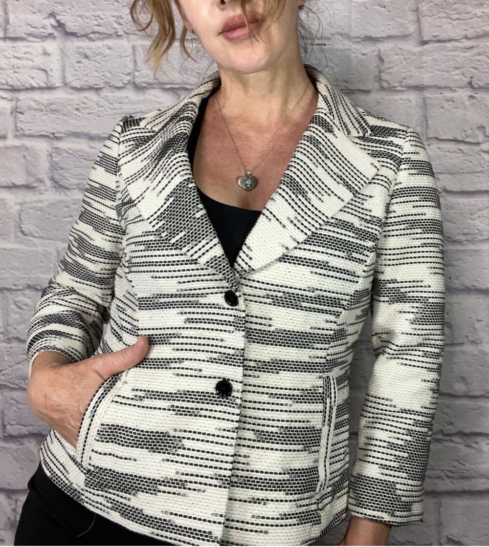 Beautiful Classic Black and White Tweed Blazer by Worth